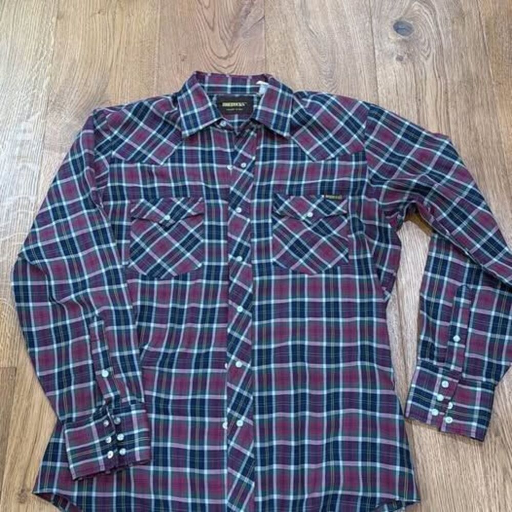 Vintage 1970s 1980s Sears Roebucks Pearl Snap Shirt Mens Western Plaid Medium M